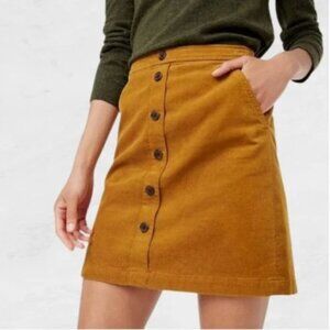 J. Crew Corduroy Mustard Yellow Button Front Mini Skirt with Pockets Size 4